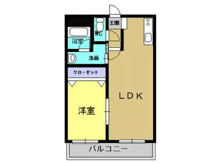 タカトーレジデンス(1LDK/2階)の間取り写真