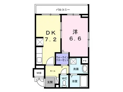 LES AILES‐レゼル‐(1DK/2階)の間取り写真