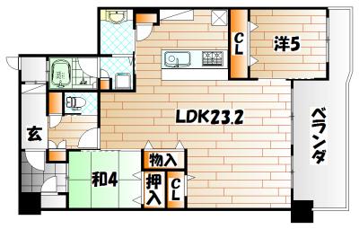 リヴィエール井堀リゾシア(2LDK/4階)の間取り写真