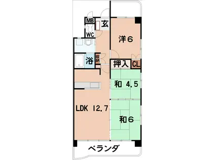 マンションリバーストーン(3LDK/2階)の間取り写真