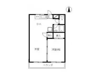 サイラントハイツB(1LDK/2階)の間取り写真