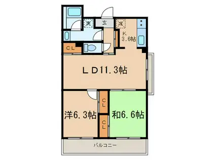 パークセリタ(2LDK/2階)の間取り写真