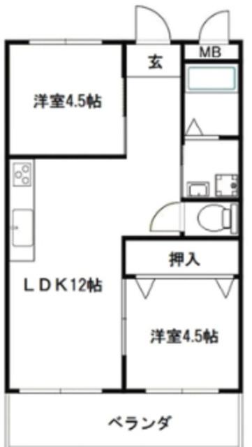 さくらハイツ(2LDK/3階)の間取り写真