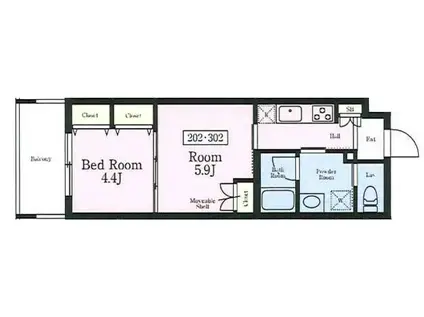 レーヴ新井(2K/2階)の間取り写真