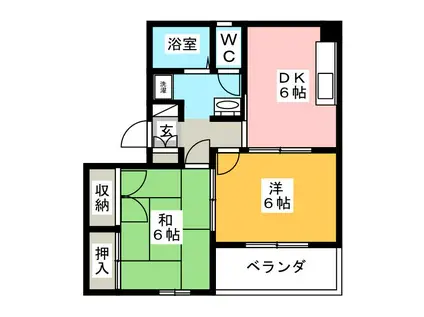 メゾン優(2DK/2階)の間取り写真