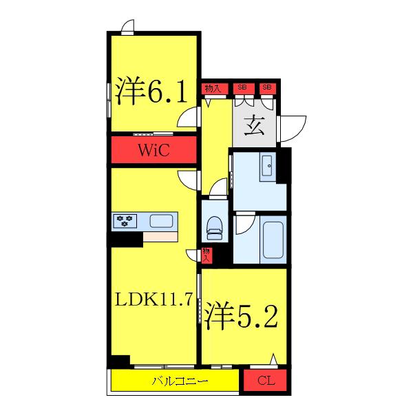 JR京浜東北線 西川口駅 徒歩11分 3階建 築1年(2LDK/2階)の間取り写真