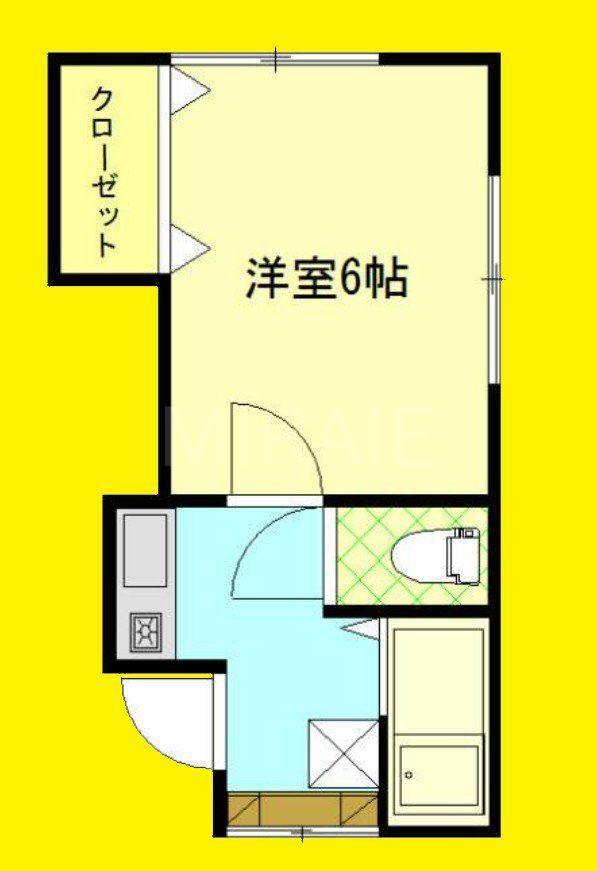 清水アパート(1K/2階)の間取り写真