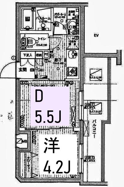 日神デュオステージ関内大通公園(1DK/8階)の間取り写真