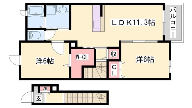 PRIMASTELLA(2LDK/2階)の間取り写真