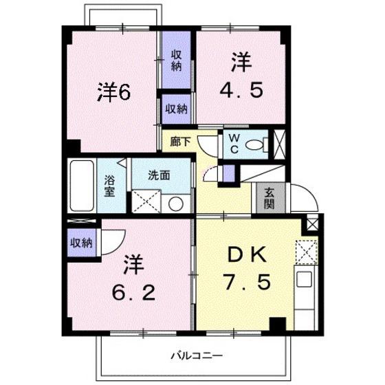 パルテールII(3DK/3階)の間取り写真