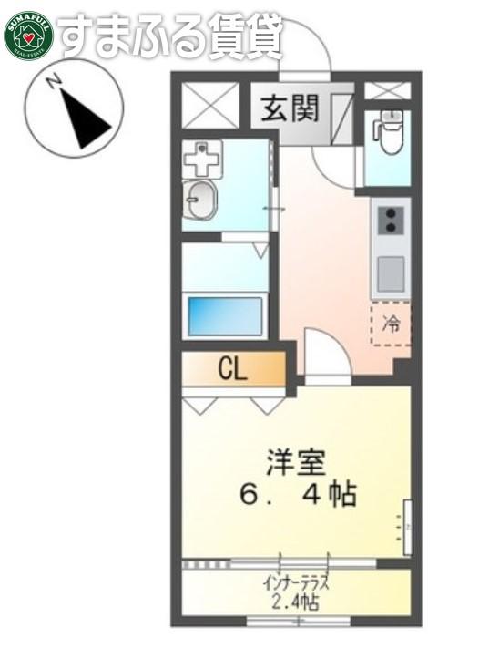 リベルタS(1K/2階)の間取り写真