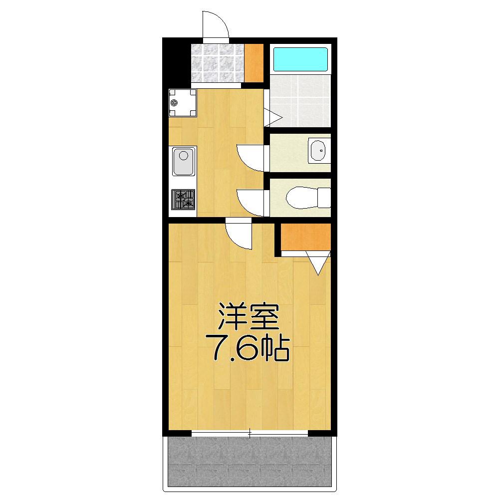 フラッティ四条大宮2(1K/2階)の間取り写真
