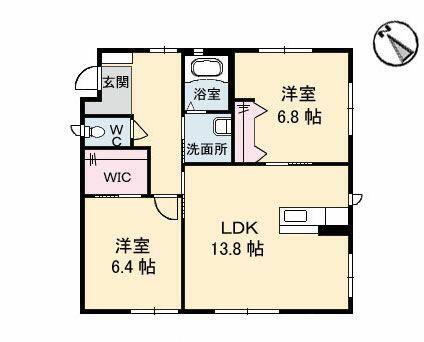 掬水 参番館(2LDK/1階)の間取り写真
