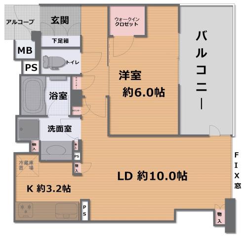 ジオ京都山科(1LDK/6階)の間取り写真