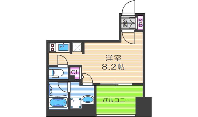 エスライズ西本町(ワンルーム/8階)の間取り写真