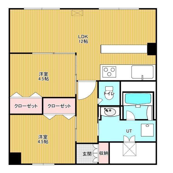 ライオンズマンション伏見第5(2LDK/6階)の間取り写真