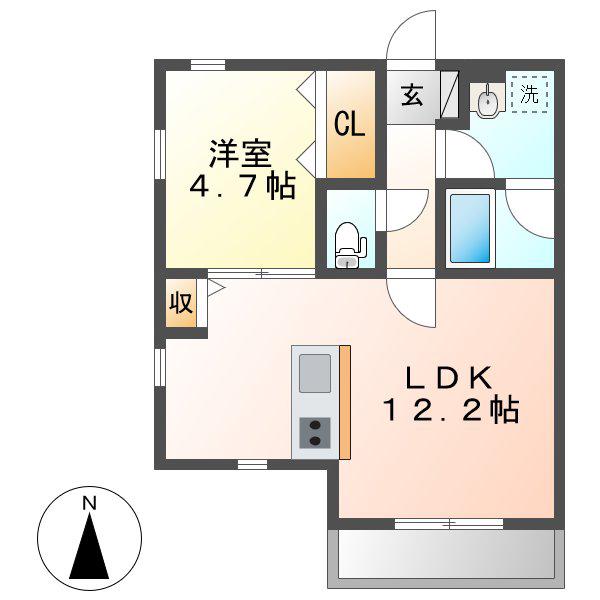 イル・カーサNAGAOSA(1LDK/2階)の間取り写真