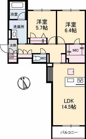 グレイスフォート伏石中央(2LDK/1階)の間取り写真