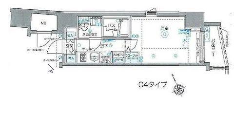 ZOOM恵比寿(1K/4階)の間取り写真