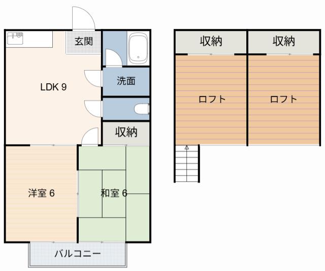 コーポラスノベルティD(2LDK/2階)の間取り写真