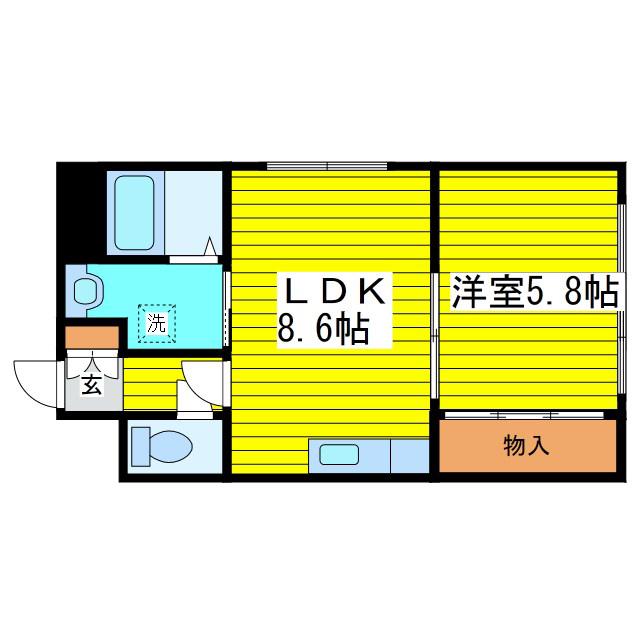 エクセレント33(1LDK/4階)の間取り写真