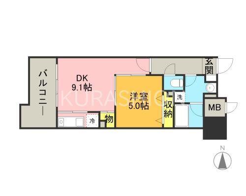 キルンズ博多駅南(1LDK/13階)の間取り写真