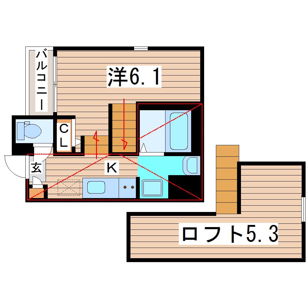 RIZEST春夏秋冬 春(1K/1階)の間取り写真