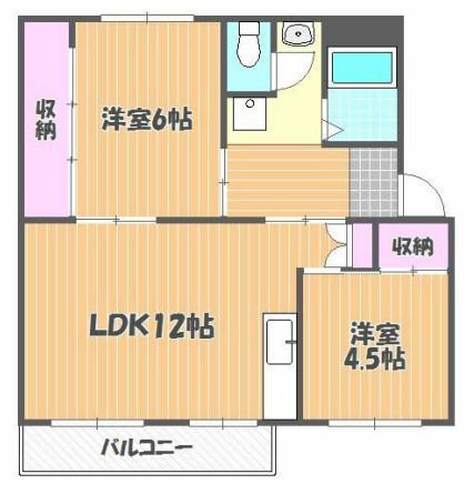 ヴィラナリー建部 2号棟(2LDK/3階)の間取り写真