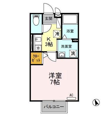 Aハイム(1K/2階)の間取り写真