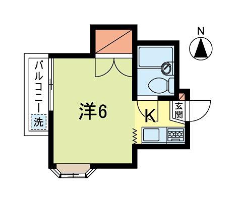 グリーンハウス(1K/1階)の間取り写真
