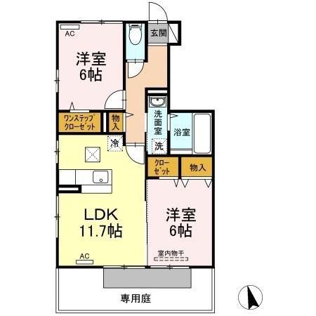 WHITE WIT(2LDK/1階)の間取り写真
