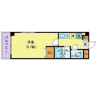 アクシーズV(1K/4階)の間取り写真