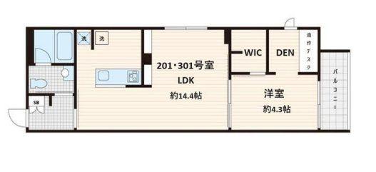 フレア白金台(1LDK/3階)の間取り写真