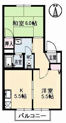 フレンド宮田A棟(2K/2階)の間取り写真