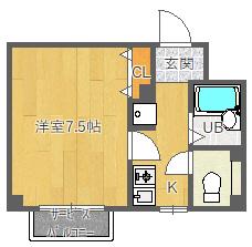 クオレ千里山(1K/3階)の間取り写真