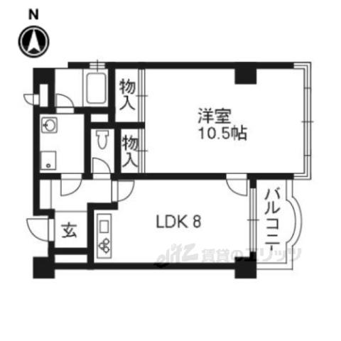 レヴィア北白川(1LDK/3階)の間取り写真