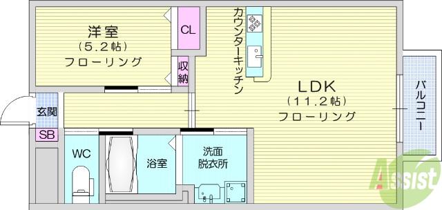 サンライズ西中田(1LDK/3階)の間取り写真