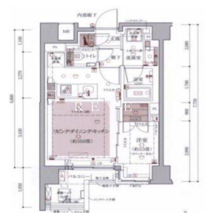 インプレストコア神楽坂(2LDK/2階)の間取り写真