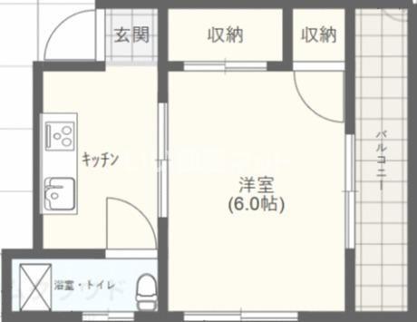 栗原ビル(1K/2階)の間取り写真
