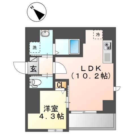HGD佃 -エッチジーディーツクダ-(1LDK/3階)の間取り写真