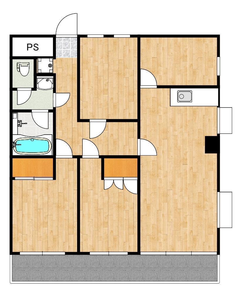 文化長屋(3SLDK/3階)の間取り写真