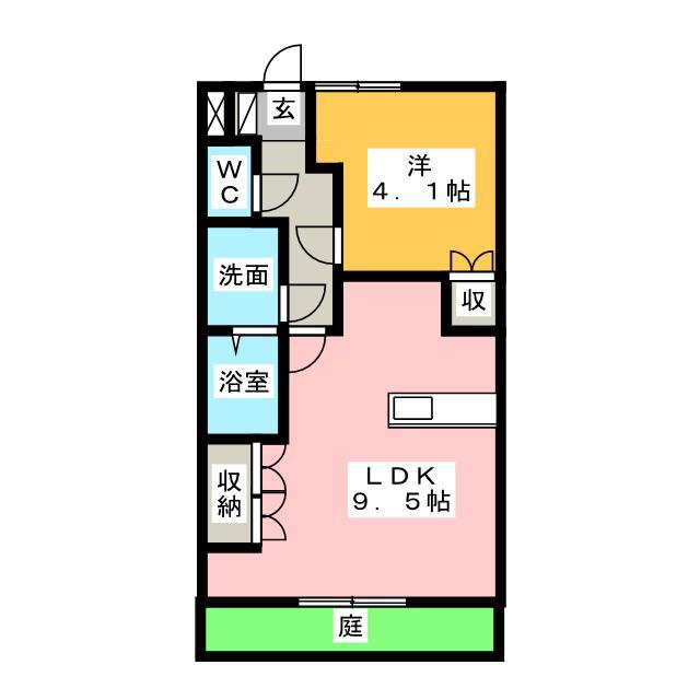 ベルフィーユMIYA(1LDK/1階)の間取り写真