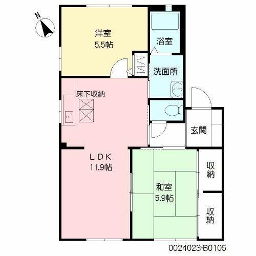 AXISⅡB棟(2LDK/1階)の間取り写真