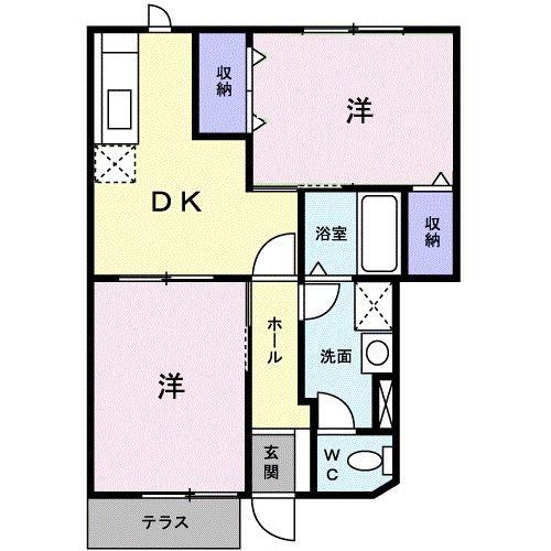 メゾンサンパティークB(2DK/1階)の間取り写真