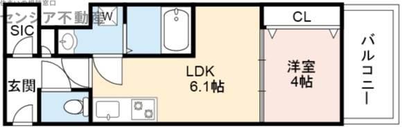 WOB京橋(1LDK/8階)の間取り写真