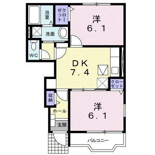 ファイン・ブリーズ(2DK/1階)の間取り写真