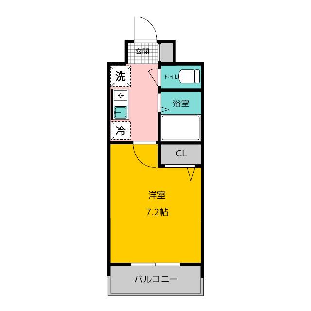 奈良屋グロリアス(1K/3階)の間取り写真