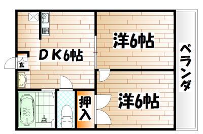 長浜ハイツ(2DK/1階)の間取り写真
