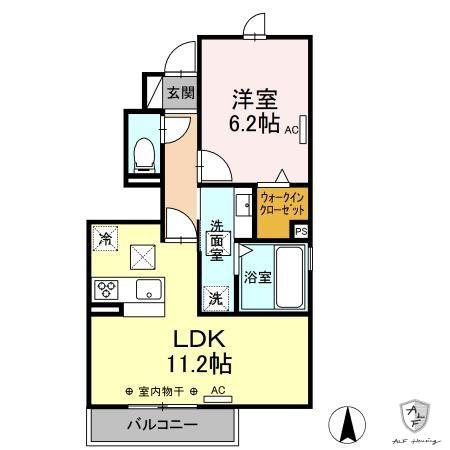 セジュールYUTAKAII(1LDK/1階)の間取り写真