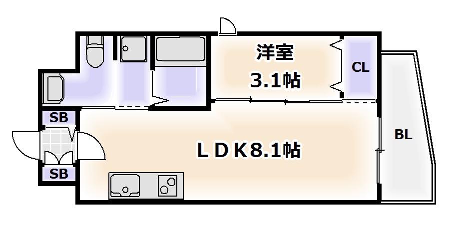 ラシーヌ日本橋(1LDK/13階)の間取り写真